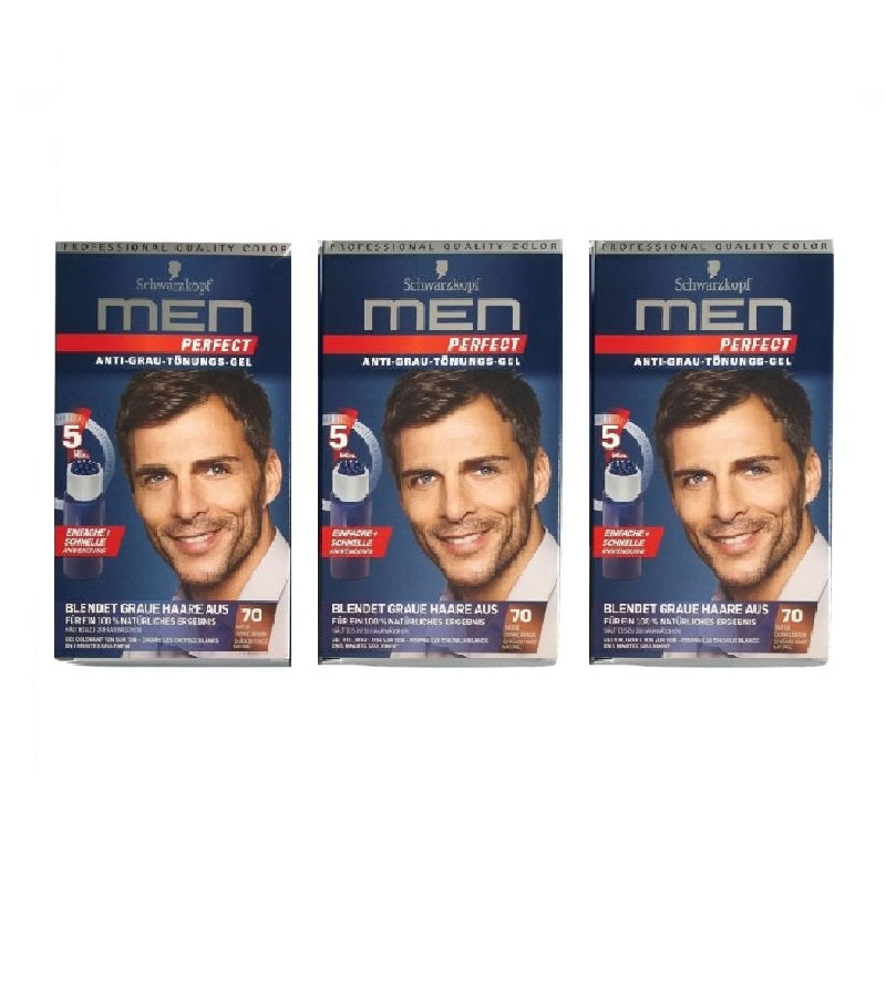 3x Pack Schwarzkopf Men Perfect Anti-Grey Hair Gel - 7 Color Varieties - Eurodeal.shop