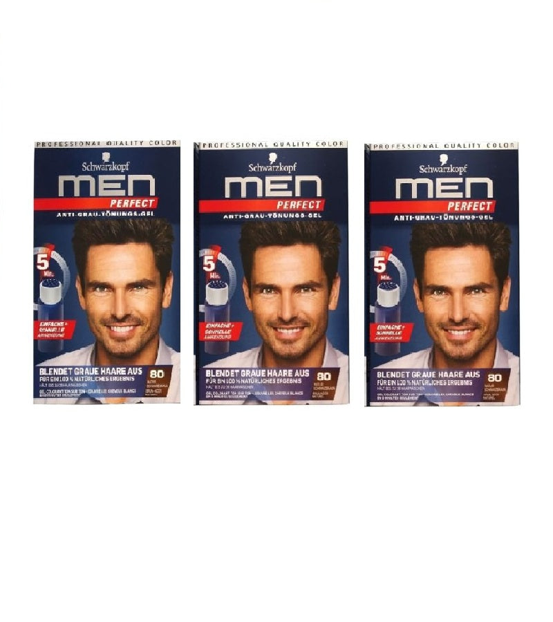 3x Pack Schwarzkopf Men Perfect Anti-Grey Hair Gel - 7 Color Varieties - Eurodeal.shop