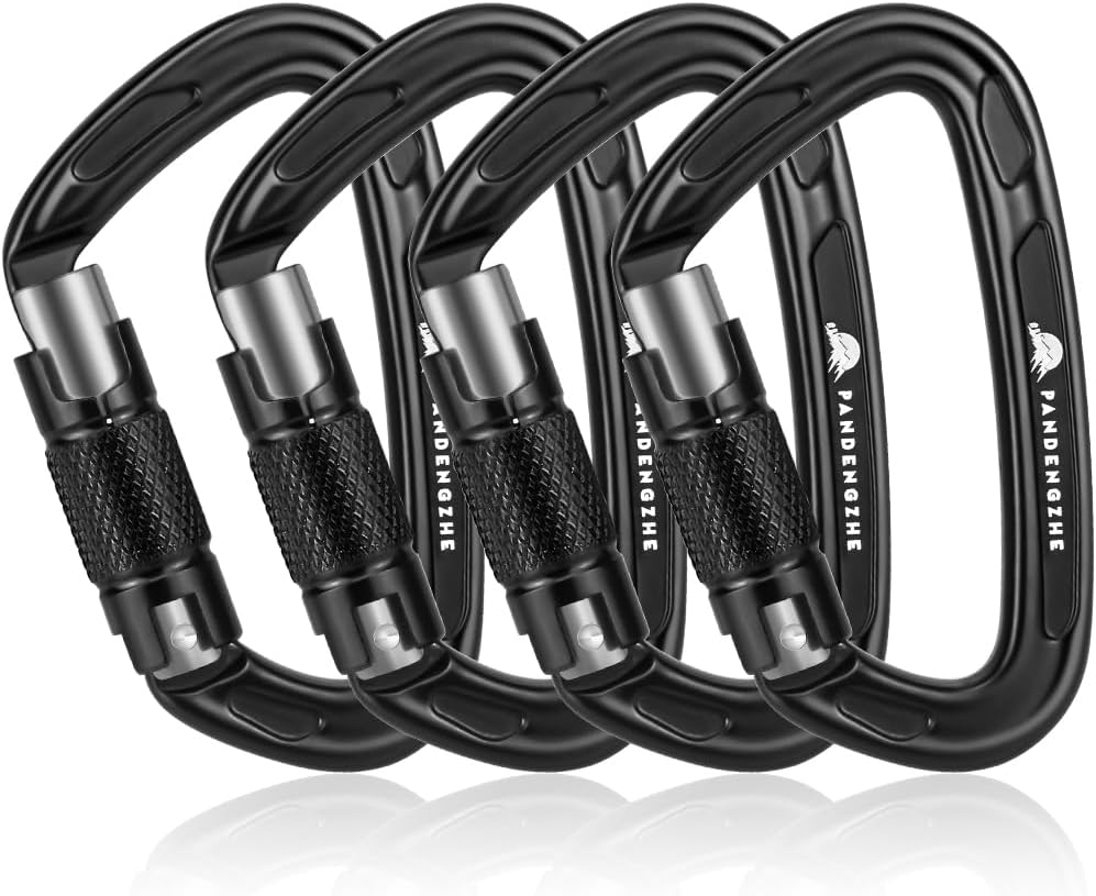 Climbing Carabiners, 25KN (5620 lbs) 3.9" Heavy Duty Carabiner Clip, Multipurpose for Rigging, Ropes, Hammocks (4pack)