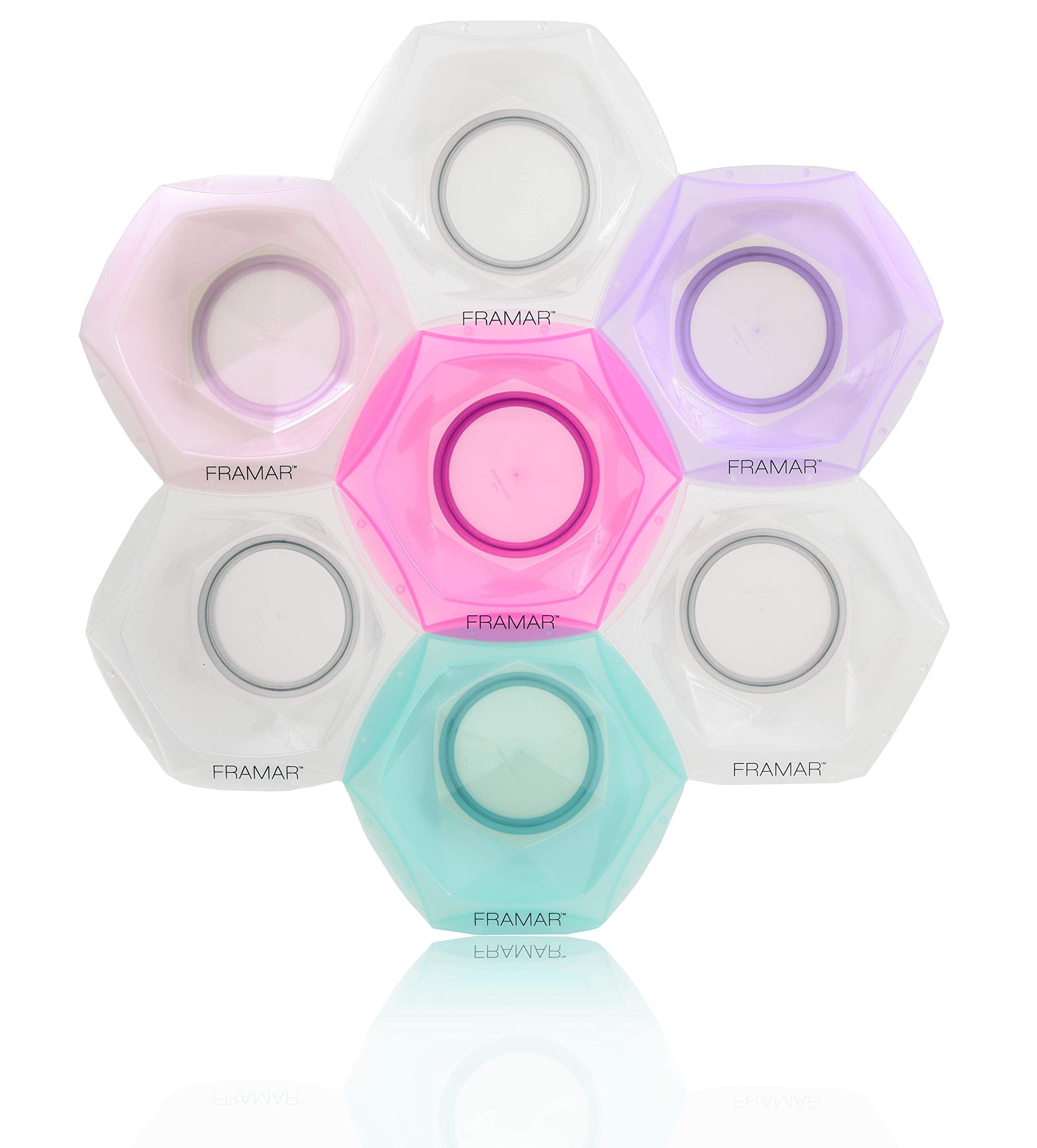 Framar Multi-Colored Connect and Color Bowl Set – Mixing Bowls for Hair Color, Hair Bleach, Hair Dye, Coloring Set - 7 Pack