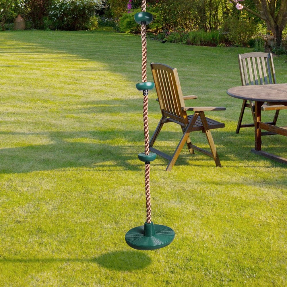 AGPTEK 6.5Ft Climbing Rope Swing with 1 Hook & Platform & Disc Swing Seat for Kids Backyard Playground Outdoor Accessories, Multicolor