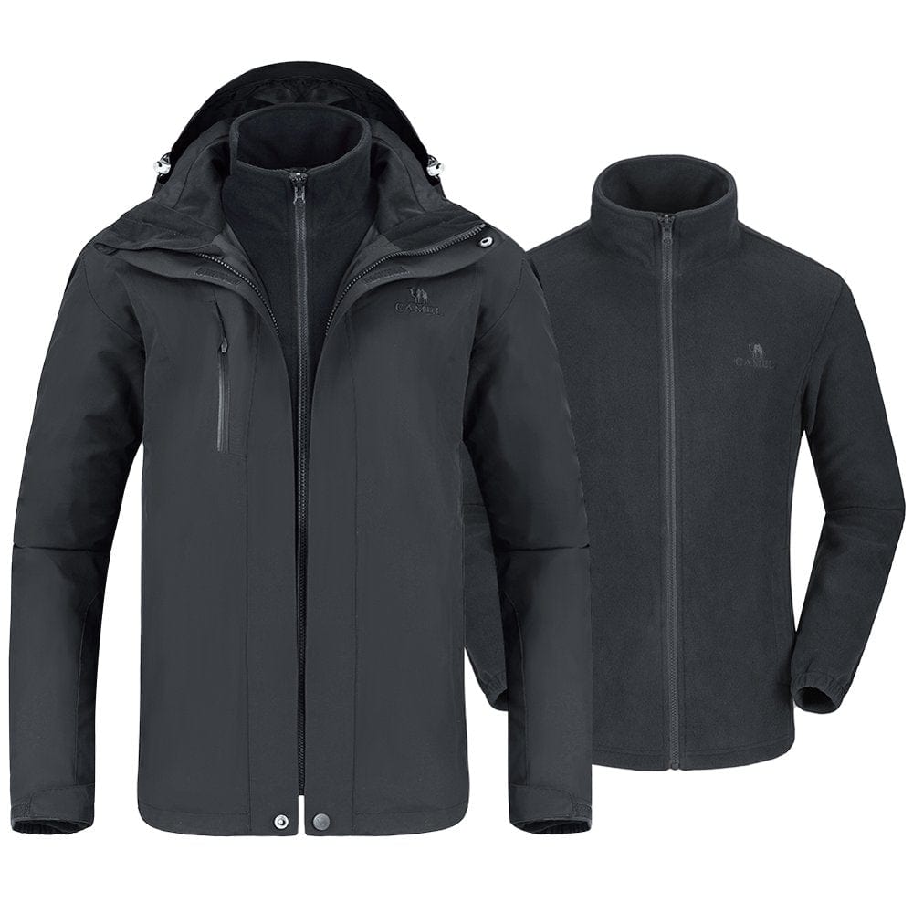 CAMEL CROWN Men’S Ski Jacket with Inner Fleece 3 in 1 Waterproof Winter Jacket