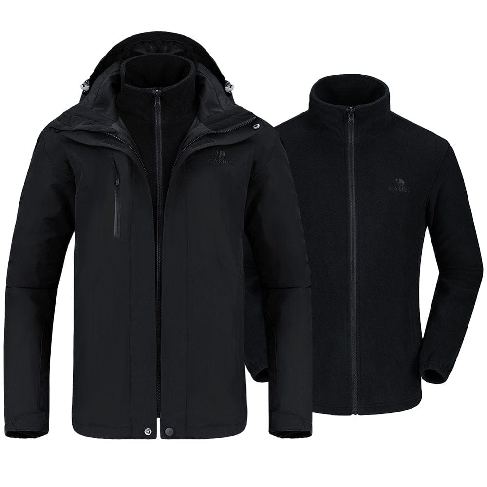 CAMEL CROWN Men’S Ski Jacket with Inner Fleece 3 in 1 Waterproof Winter Jacket