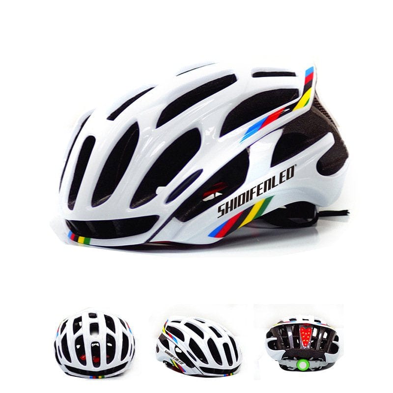 Carolilly Adult Bike Helmet with Light, Lightweight Adjustable Road Mountain Bicycle Helmet for Men and Women