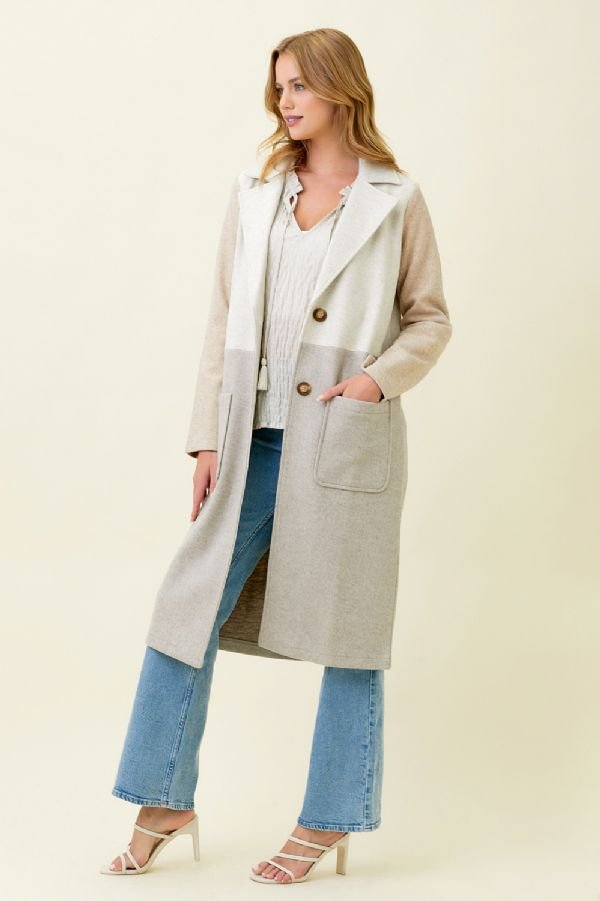Color Block Long Coat
