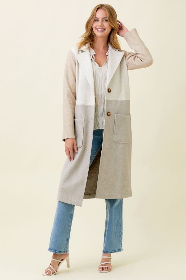 Color Block Long Coat
