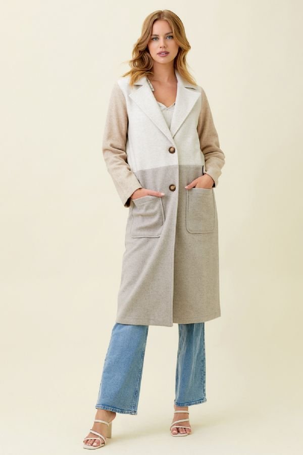 Color Block Long Coat
