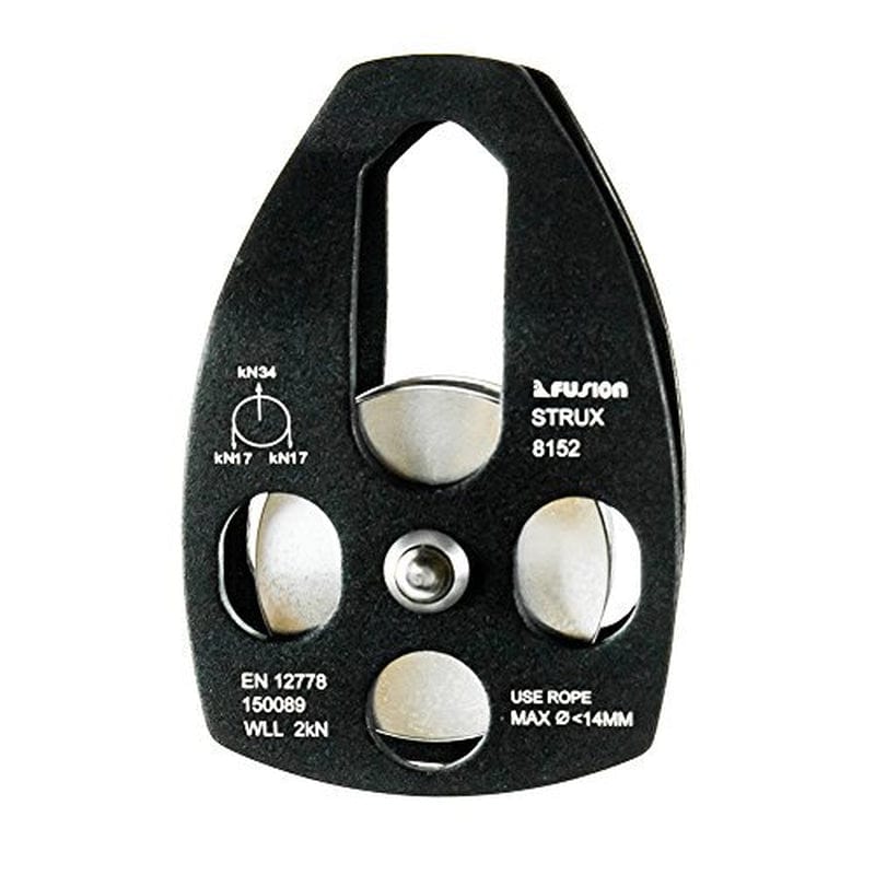 Fusion Climb Strux Aluminum Rescue Side Swing Matte 34KN Pulley, Black