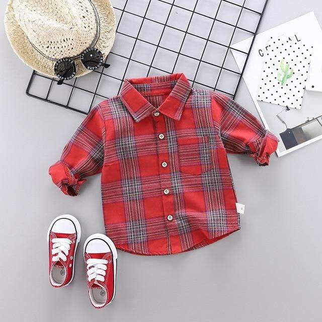 Red / 6M Plaid Long Sleeve Shirts