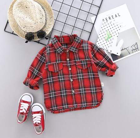 Blue / 6M Plaid Long Sleeve Shirts
